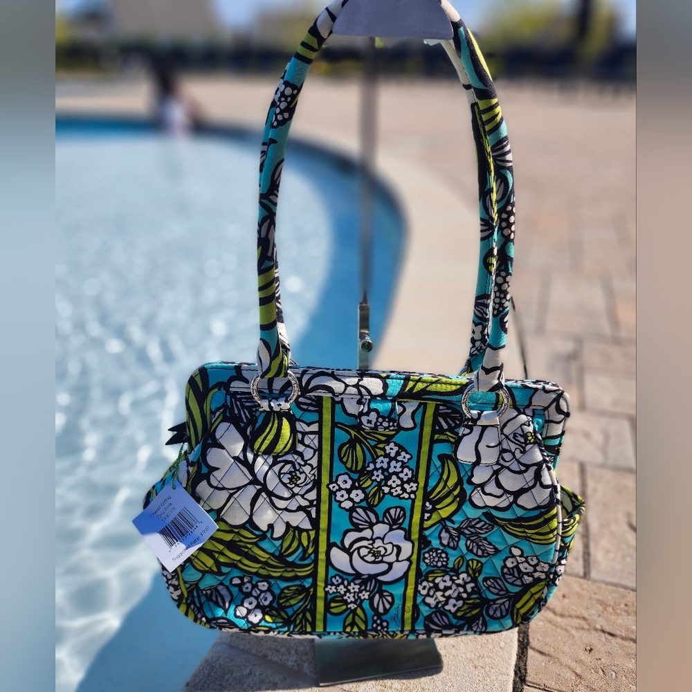 Vera Bradley Turquoise and Lime Floral Shoulder Bag
